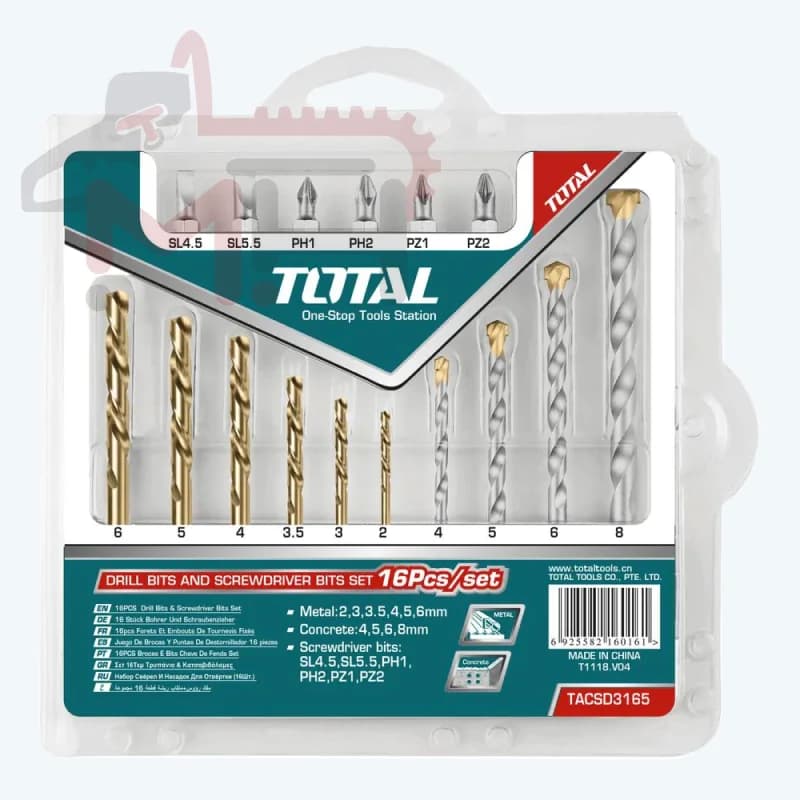 TOTAL Drill and Screwdriver Bits Set - Comprehensive Kit for Precision Work.