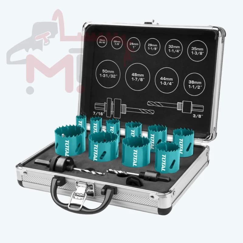 TOTAL Bi-Metal Hole Saw Set - Precision Cutting for Wood, Metal, and Plastic.